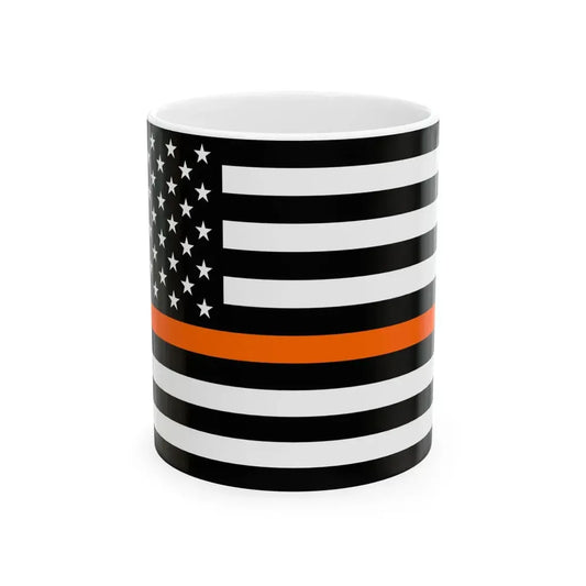 Thin Orange Line Flag United States (United States) White Coffee Mug 11oz - Go Mug Yourself