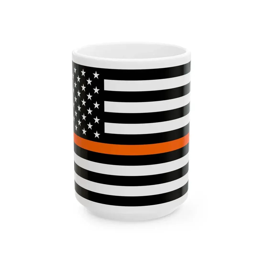 Thin Orange Line Flag United States (United States) White Coffee Mug 15oz - Go Mug Yourself