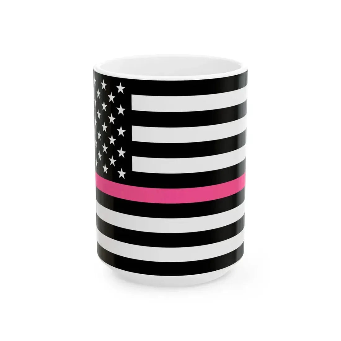 Thin Pink Line Flag United States (United States) White Coffee Mug 15oz - Go Mug Yourself