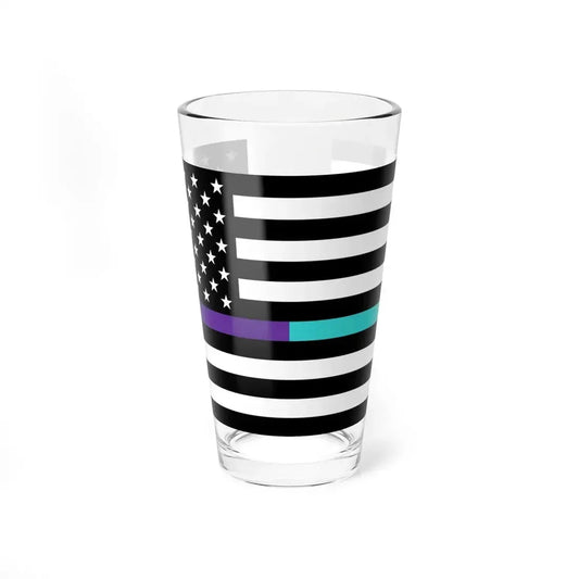 Thin Purple-Teal Line Flag United States (United States) Pint Glass 16oz 16oz - Go Mug Yourself