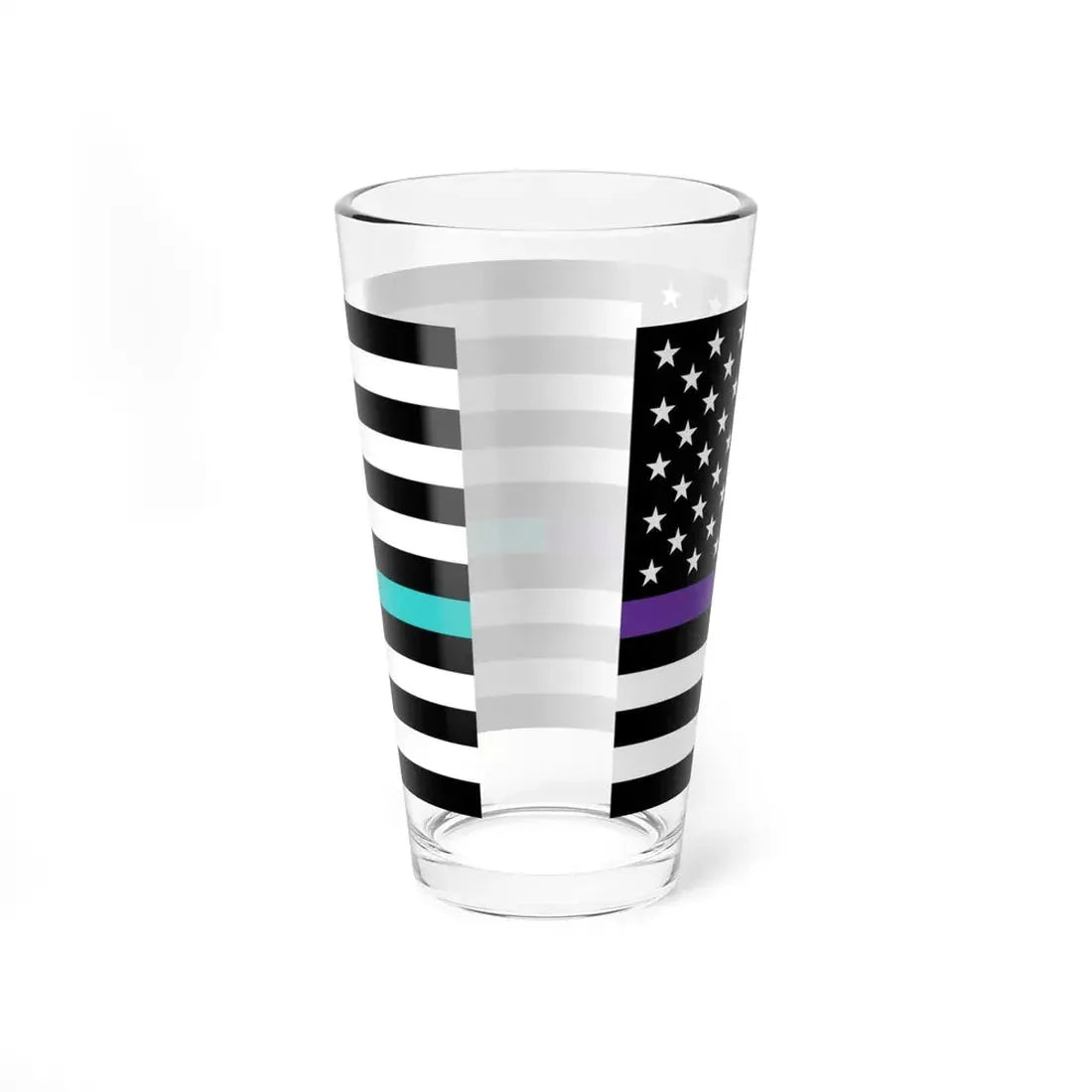 Thin Purple-Teal Line Flag United States (United States) Pint Glass 16oz - Go Mug Yourself