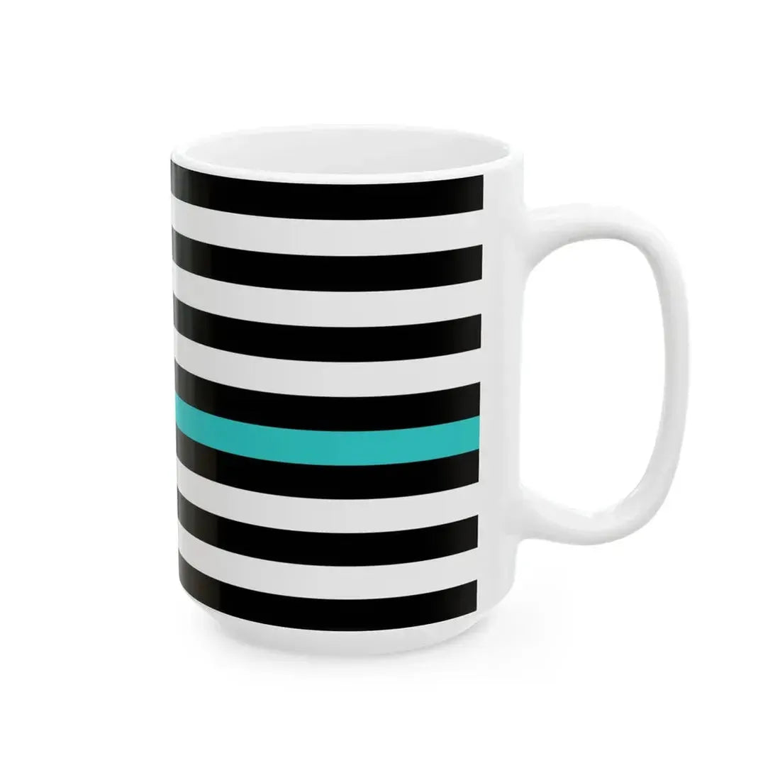 Thin Purple-Teal Line Flag United States (United States) White Coffee Mug - Go Mug Yourself
