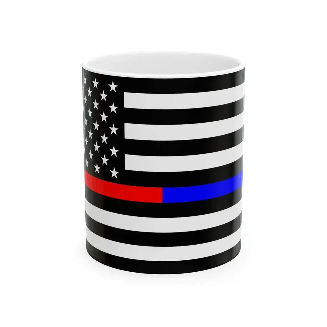 Thin Red-Blue Line Flag United States (United States) White Coffee Mug 11oz - Go Mug Yourself