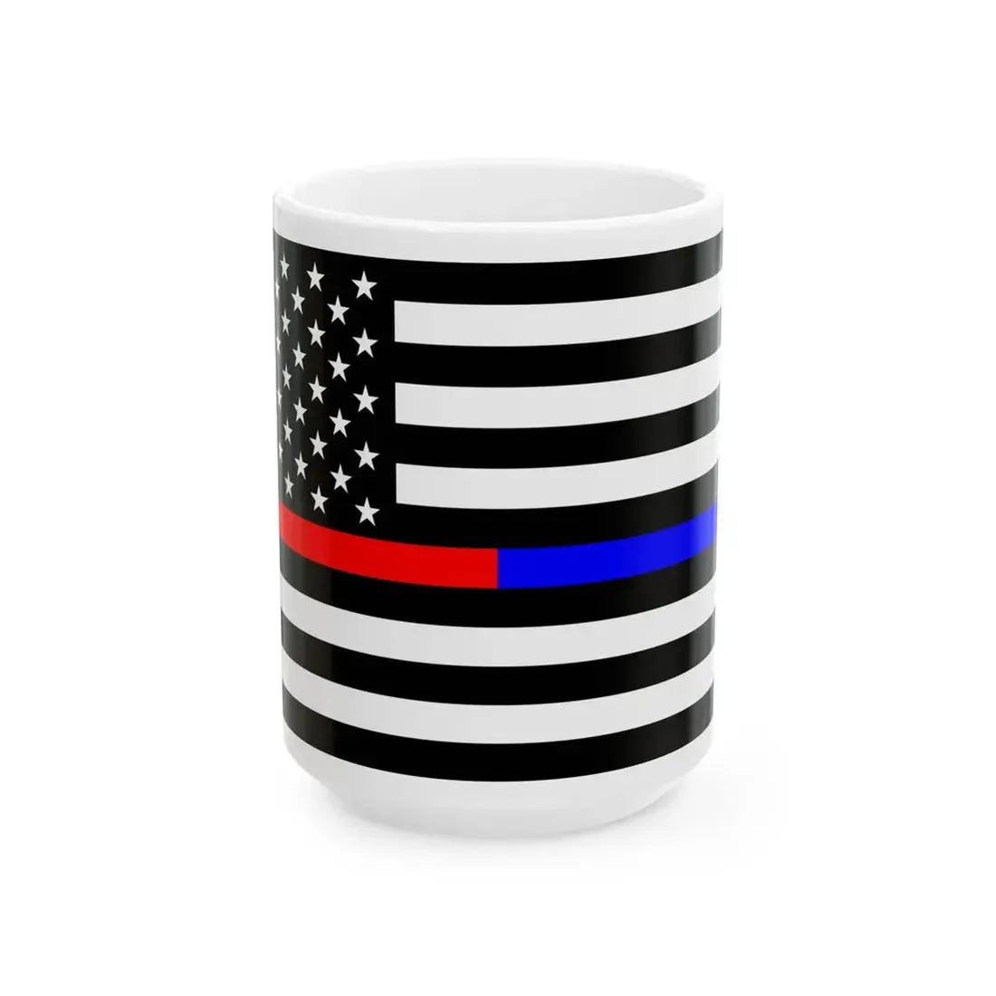 Thin Red-Blue Line Flag United States (United States) White Coffee Mug 15oz - Go Mug Yourself