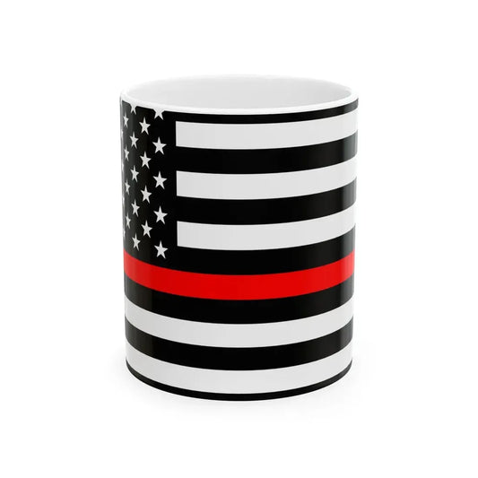 Thin Red Line Flag United States (United States) White Coffee Mug 11oz - Go Mug Yourself