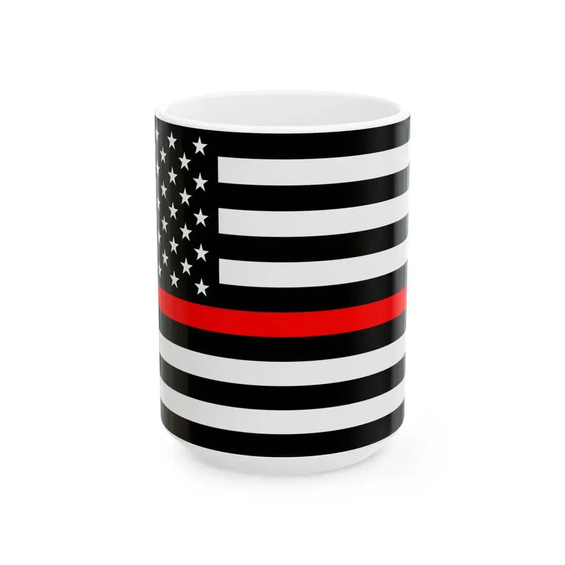 Thin Red Line Flag United States (United States) White Coffee Mug 15oz - Go Mug Yourself