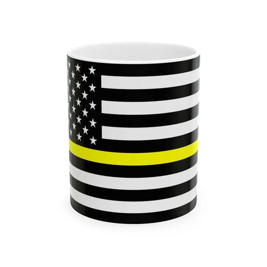 Thin Yellow Line Flag United States (United States) White Coffee Mug 11oz - Go Mug Yourself