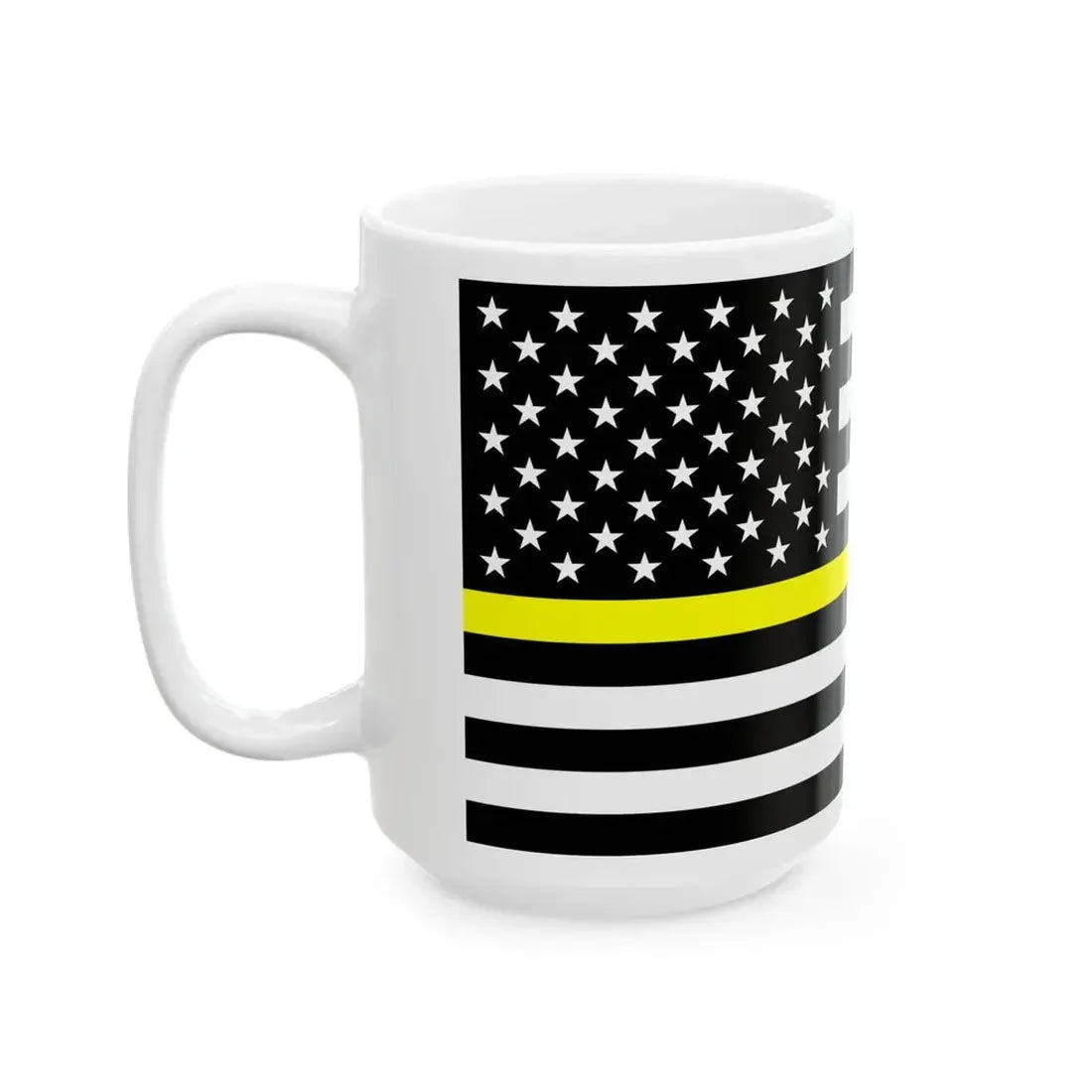 Thin Yellow Line Flag United States (United States) White Coffee Mug - Go Mug Yourself