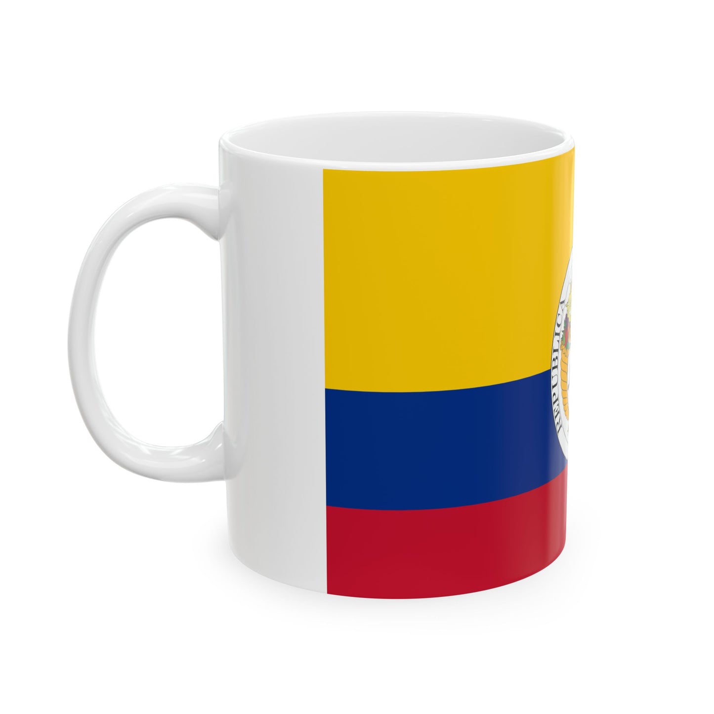 Third flag of the Gran Colombia centered coat of arms (Colombia) White Coffee Mug-Go Mug Yourself