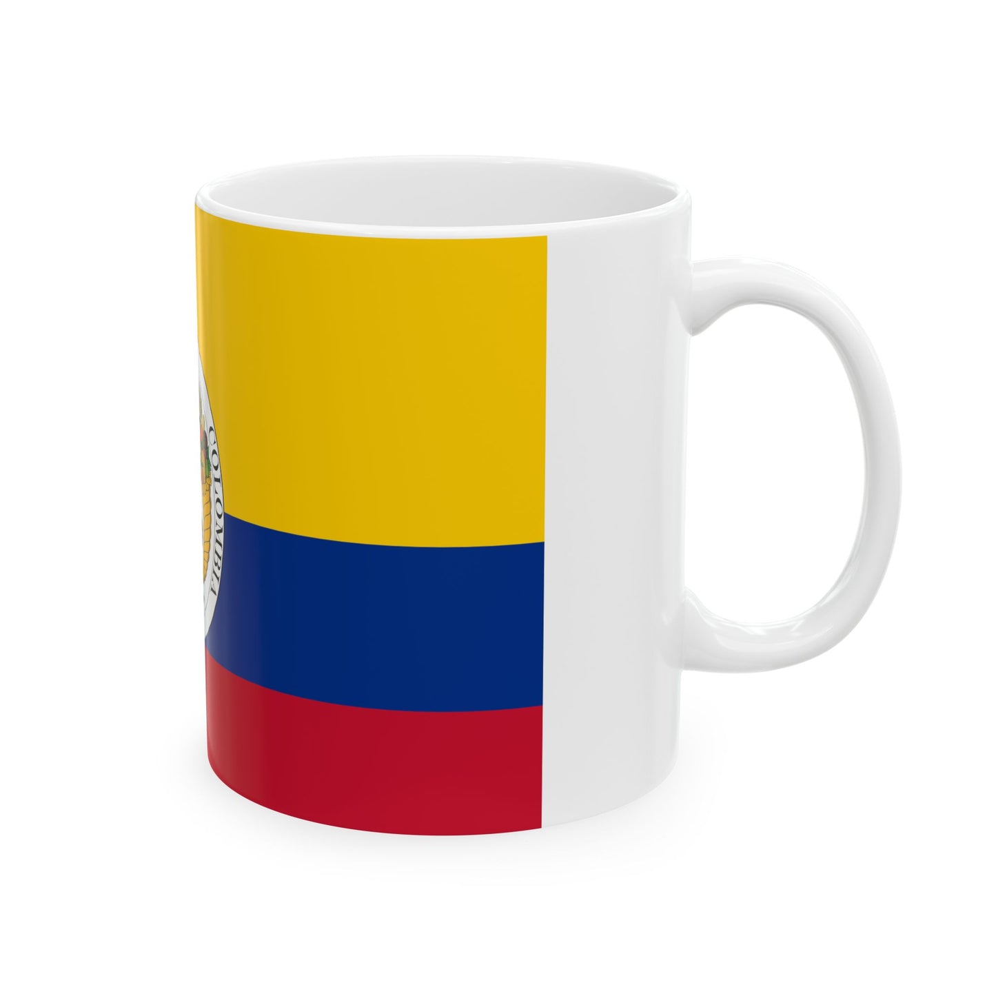 Third flag of the Gran Colombia centered coat of arms (Colombia) White Coffee Mug-Go Mug Yourself