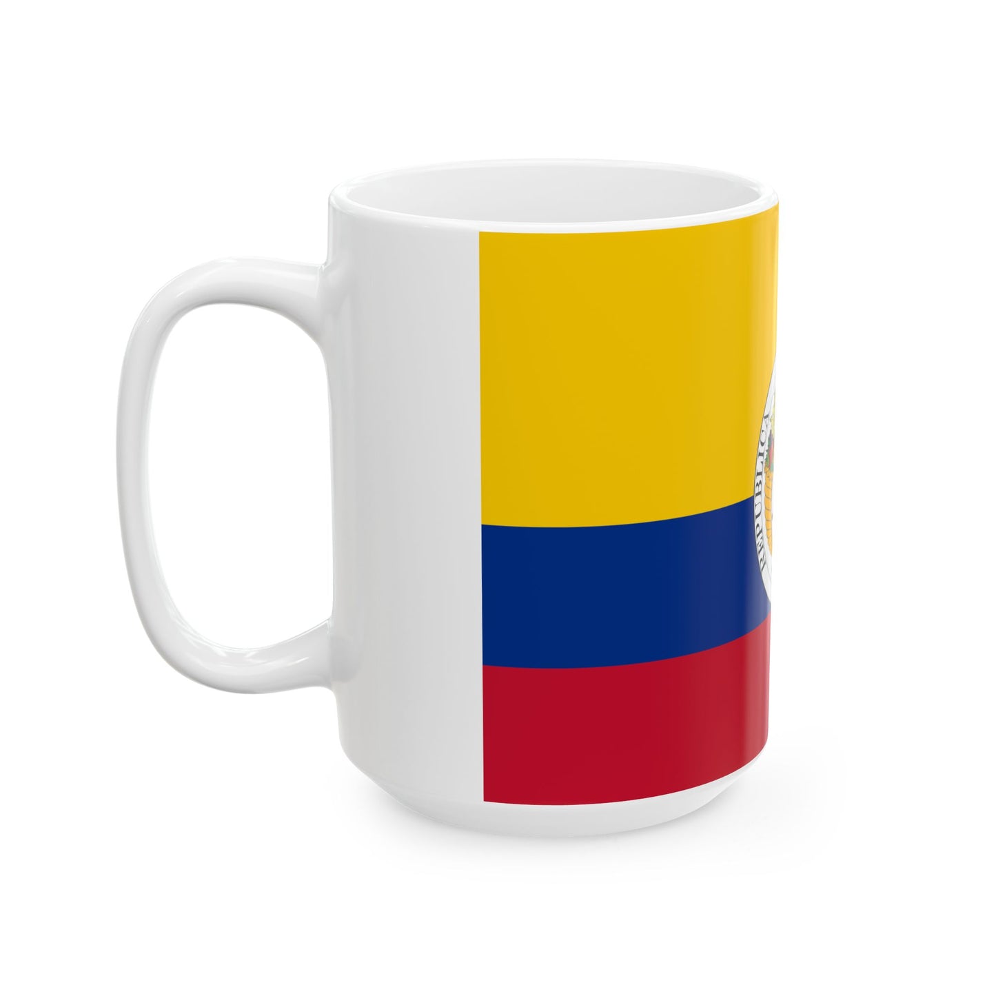 Third flag of the Gran Colombia centered coat of arms (Colombia) White Coffee Mug-Go Mug Yourself