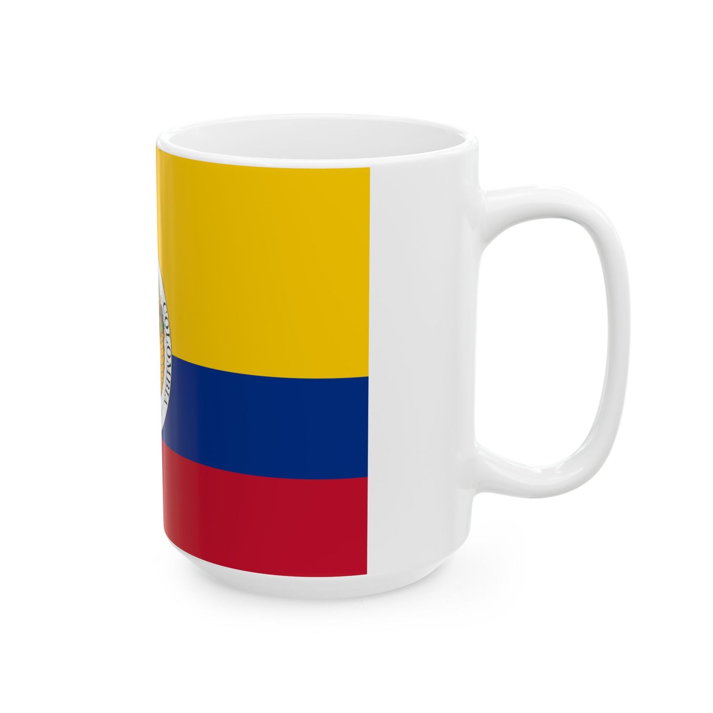 Third flag of the Gran Colombia centered coat of arms (Colombia) White Coffee Mug-Go Mug Yourself