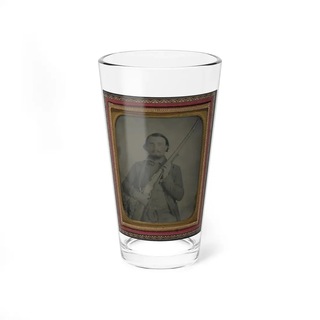 Third Lieutenant John Alphonso Beall Of Company D, 14th Texas Cavalry Regiment, With Berdan Sharps Rifle (U.S. Civil War) Pint Glass 16oz 16oz - Go Mug Yourself