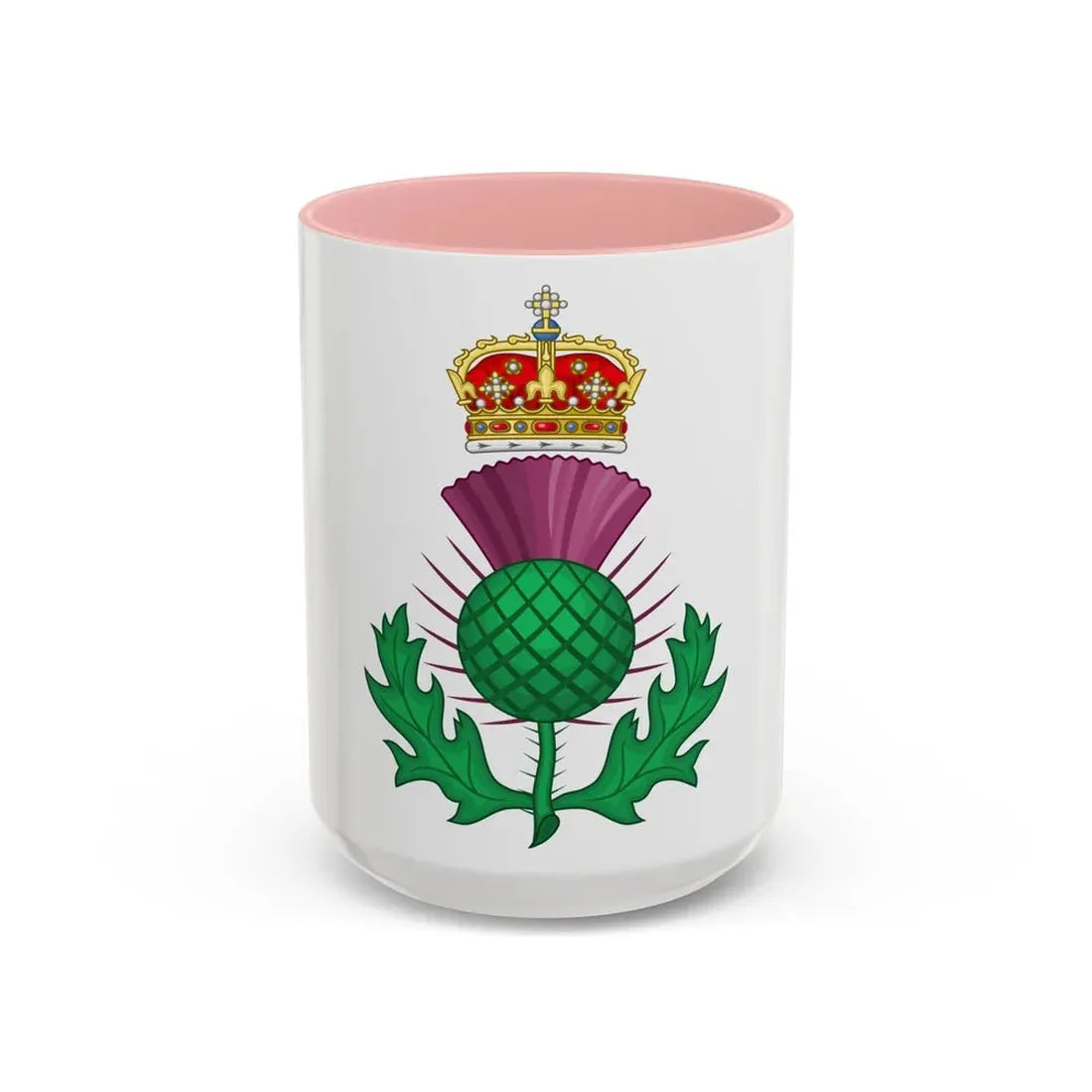 Thistle Royal Badge of Scotland - Accent Coffee Mug 15oz Pink - Go Mug Yourself