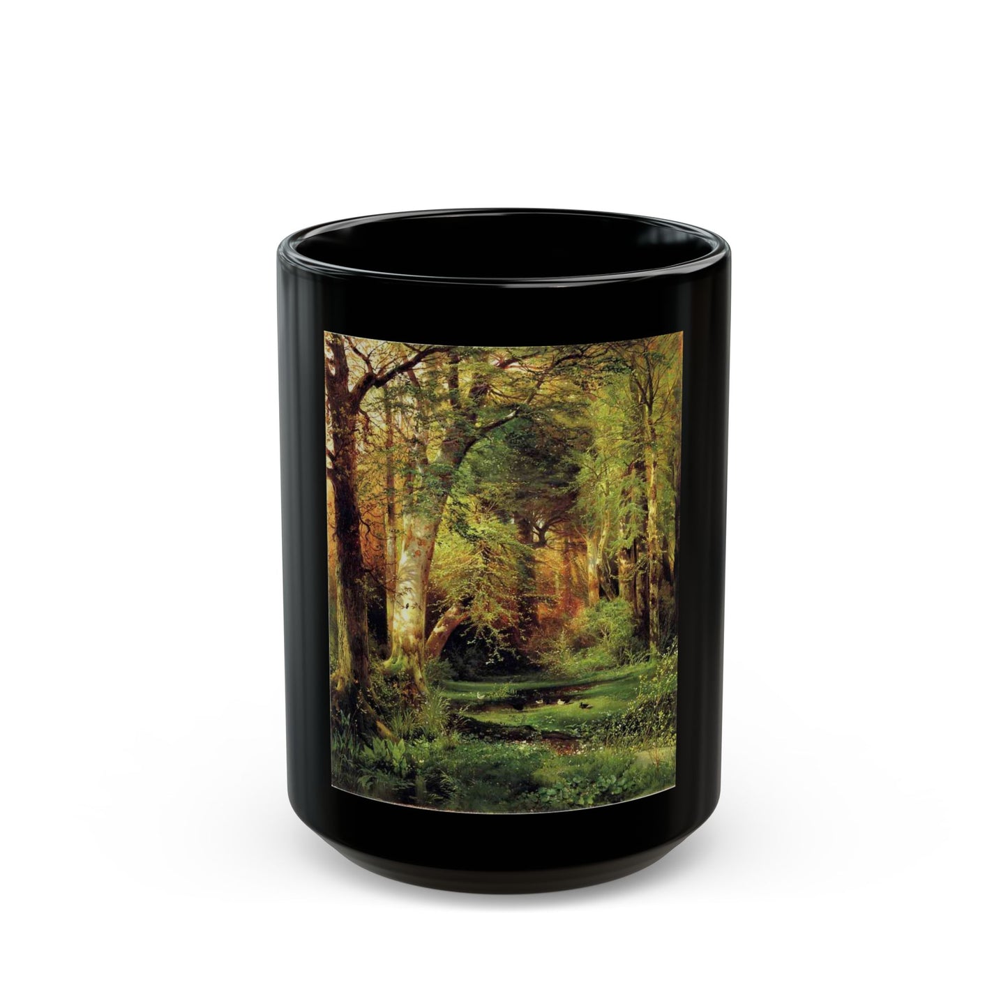 Thomas Moran (1837-1926) forest scene - 1870 - Black Coffee Mug-15oz-Go Mug Yourself