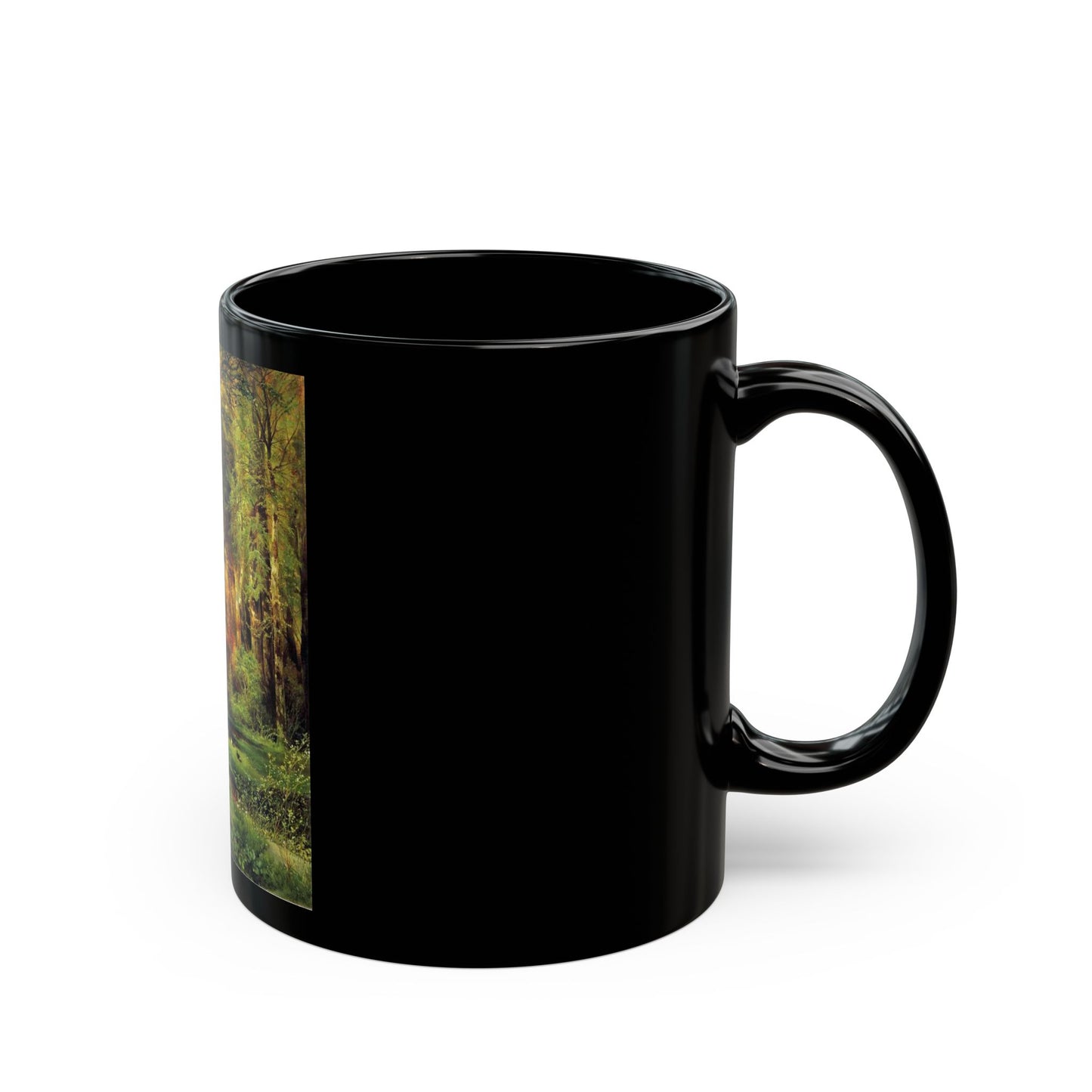 Thomas Moran (1837-1926) forest scene - 1870 - Black Coffee Mug-Go Mug Yourself