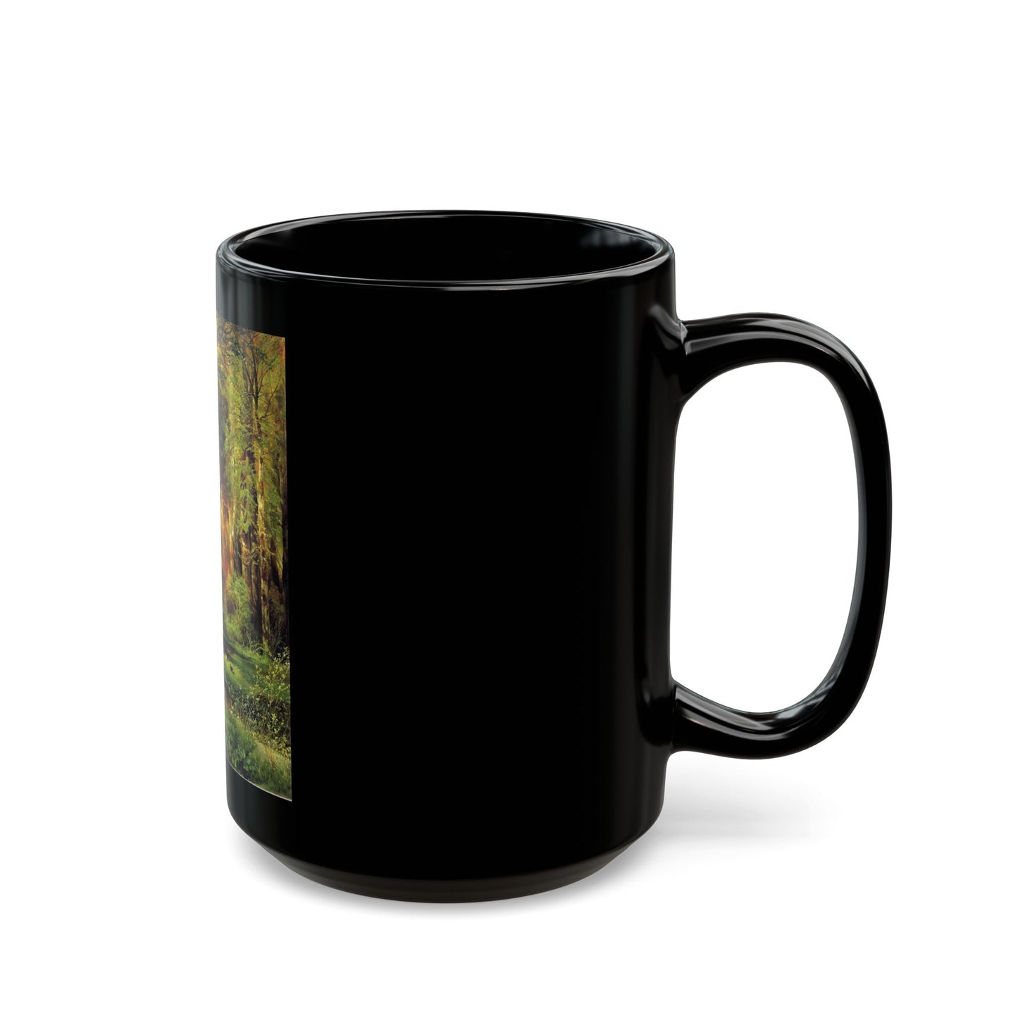 Thomas Moran (1837-1926) forest scene - 1870 - Black Coffee Mug-Go Mug Yourself