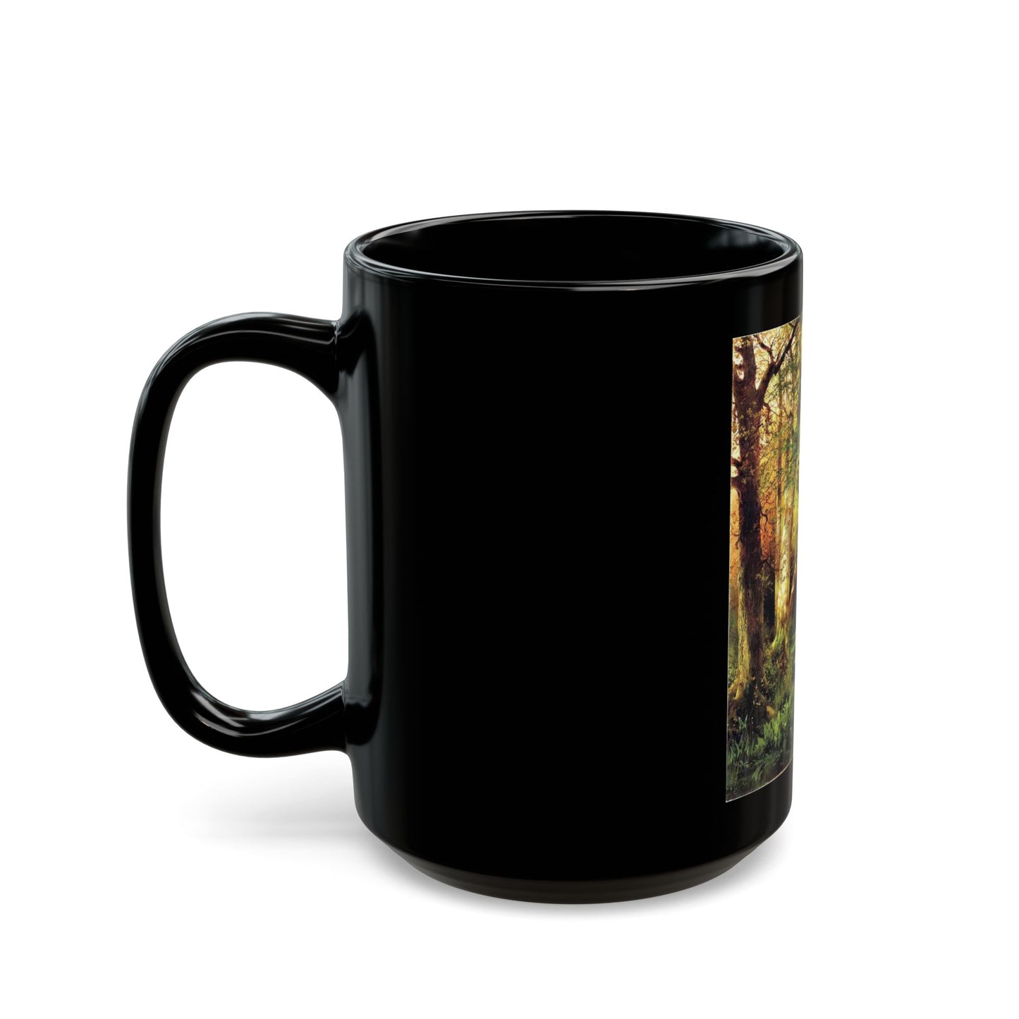 Thomas Moran (1837-1926) forest scene - 1870 - Black Coffee Mug-Go Mug Yourself