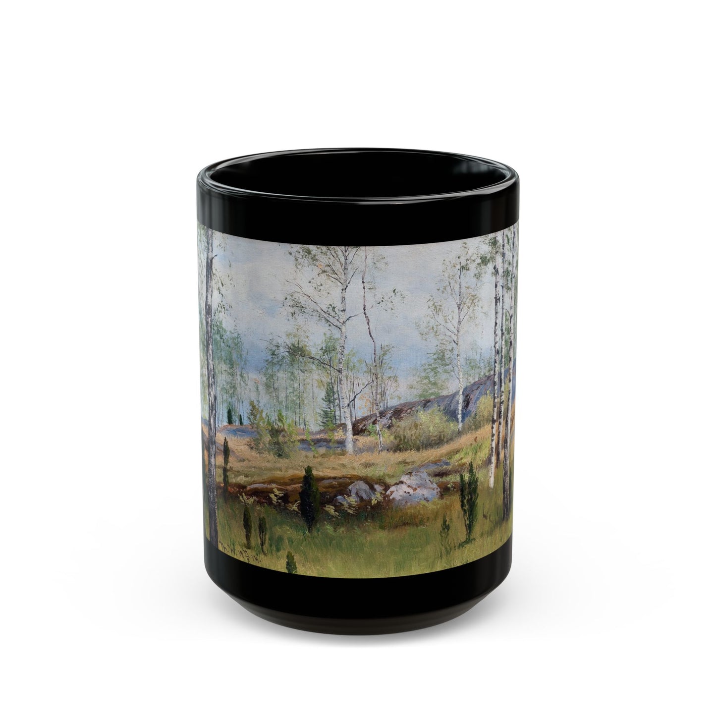 Thorsten Waenerberg (1846-1917) Birch Trees - 1914 - Black Coffee Mug-15oz-Go Mug Yourself