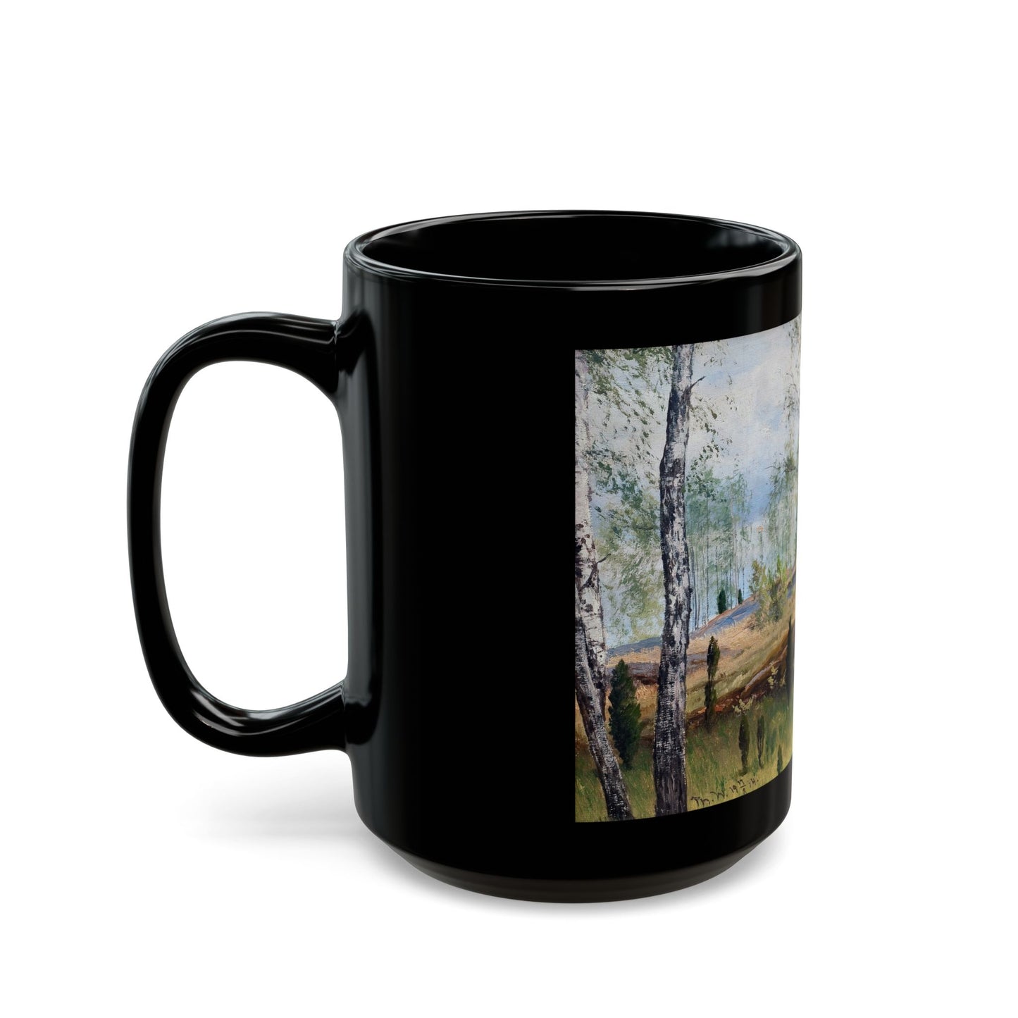 Thorsten Waenerberg (1846-1917) Birch Trees - 1914 - Black Coffee Mug-Go Mug Yourself
