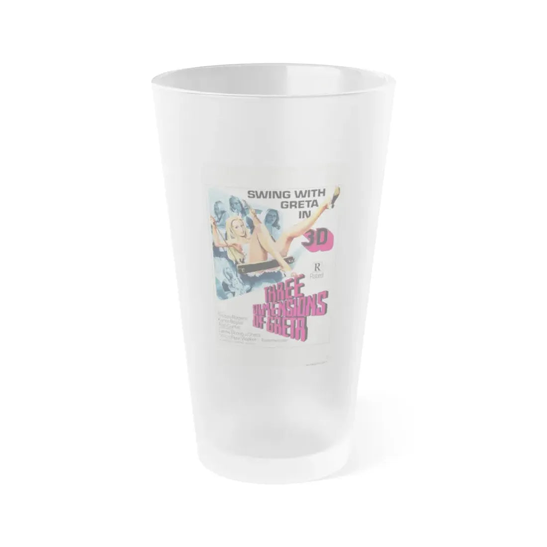 THREE DIMENSIONS OF GRETA 1972 Movie Poster - Frosted Pint Glass 16oz 16oz Frosted - Go Mug Yourself