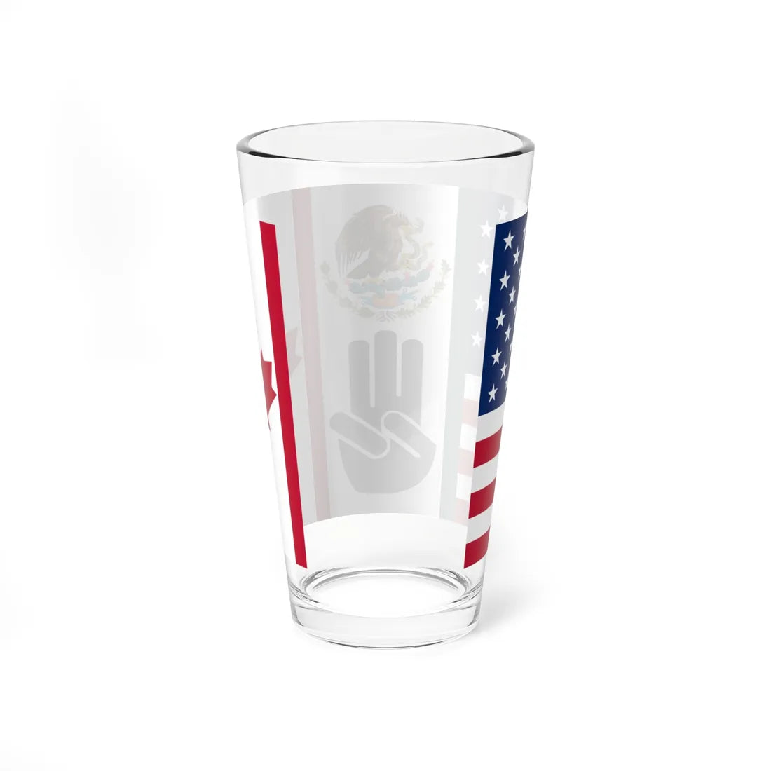 Three Finger Salute Flag Canada Mexico and the United States (Canada) Pint Glass 16oz - Go Mug Yourself