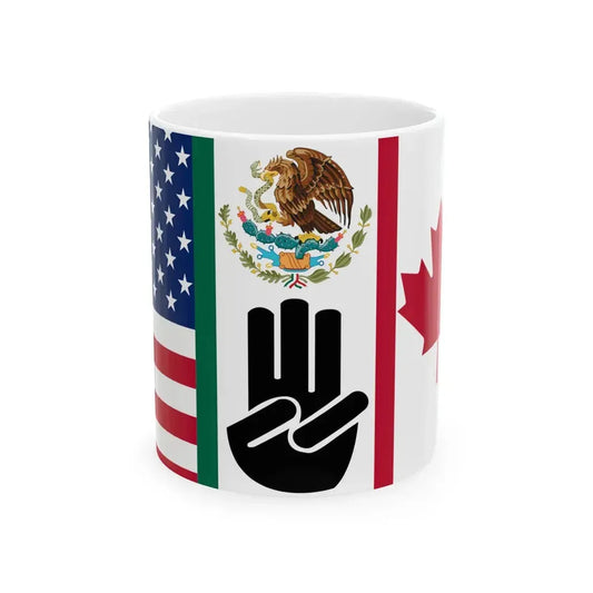 Three Finger Salute Flag Canada Mexico and the United States (United States) White Coffee Mug 11oz - Go Mug Yourself