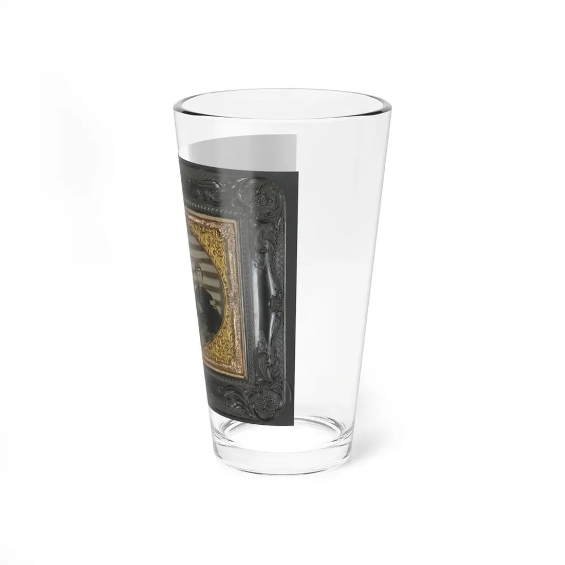 Three Unidentified Soldiers Playing Cards, Smoking, And Drinking In Front Of American Flag (U.S. Civil War) Pint Glass 16oz - Go Mug Yourself