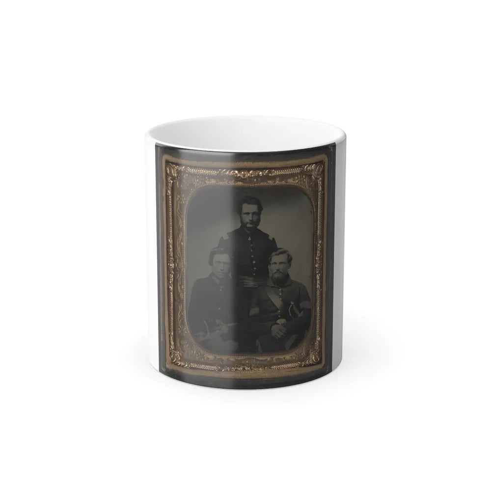 Three Unidentified Soldiers, Probably of Company B, 23Rd Ohio Infantry Regiment, With Revolvers and Sword (U.S. Civil War) Color Changing Coffee Mug 11oz-11oz-Go Mug Yourself