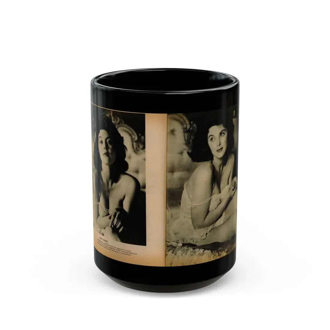 Tina Louise #125 - Bachelor Pin-Ups Issue #01 '57 - 2 Pages, 2 B&W Photos, Caption & Brief Article (Vintage Female Icon) Black Coffee Mug 15oz - Go Mug Yourself