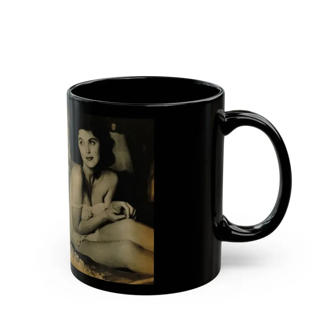 Tina Louise #125 - Bachelor Pin-Ups Issue #01 '57 - 2 Pages, 2 B&W Photos, Caption & Brief Article (Vintage Female Icon) Black Coffee Mug - Go Mug Yourself