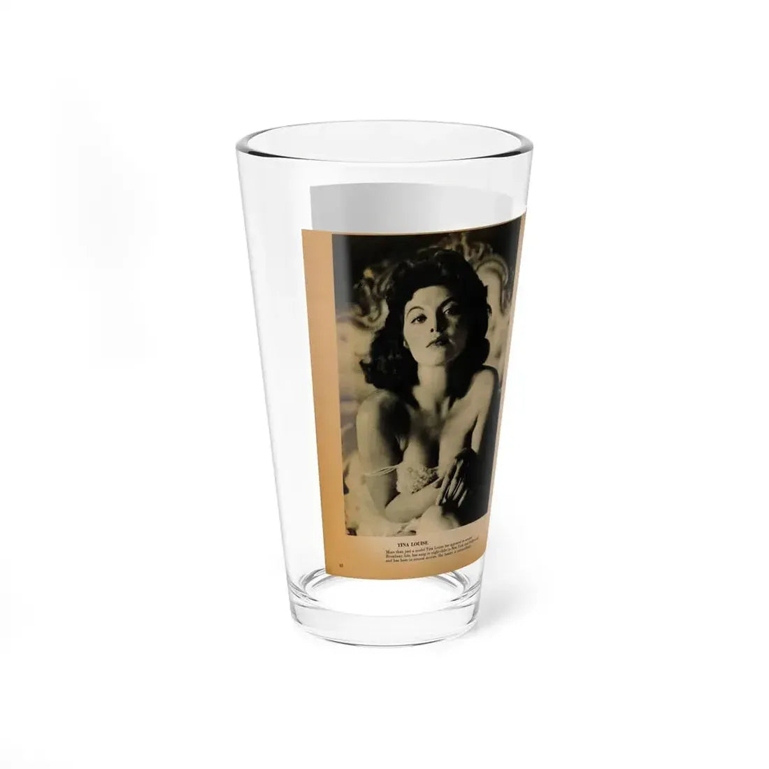 Tina Louise #125 - Bachelor Pin-Ups Issue #01 '57 - 2 Pages, 2 B&W Photos, Caption & Brief Article (Vintage Female Icon) Pint Glass 16oz - Go Mug Yourself