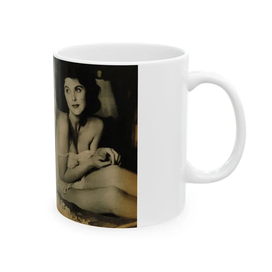 Tina Louise #125 - Bachelor Pin-Ups Issue #01 '57 - 2 Pages, 2 B&W Photos, Caption & Brief Article (Vintage Female Icon) White Coffee Mug - Go Mug Yourself
