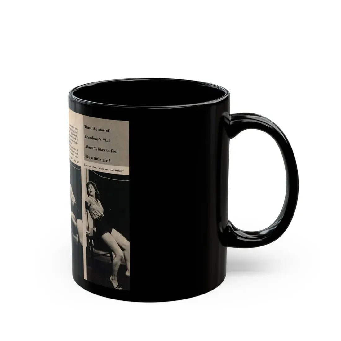 Tina Louise #131 - 2 Pages, 3 B&W Photos, Short Article & Captions from Foto-rama Digest Mag. May '58 (Vintage Female Icon) Black Coffee Mug - Go Mug Yourself