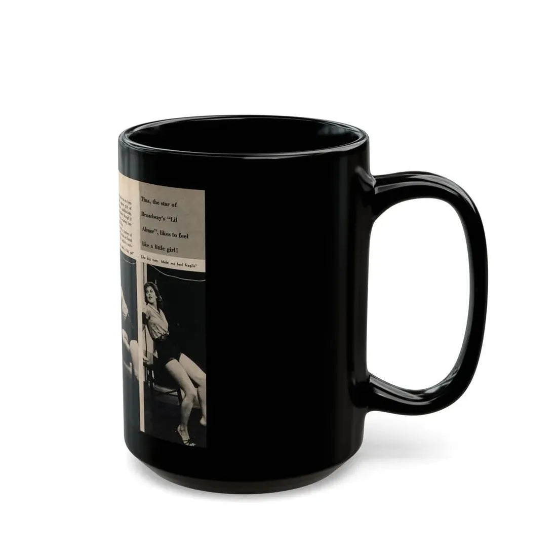 Tina Louise #131 - 2 Pages, 3 B&W Photos, Short Article & Captions from Foto-rama Digest Mag. May '58 (Vintage Female Icon) Black Coffee Mug - Go Mug Yourself