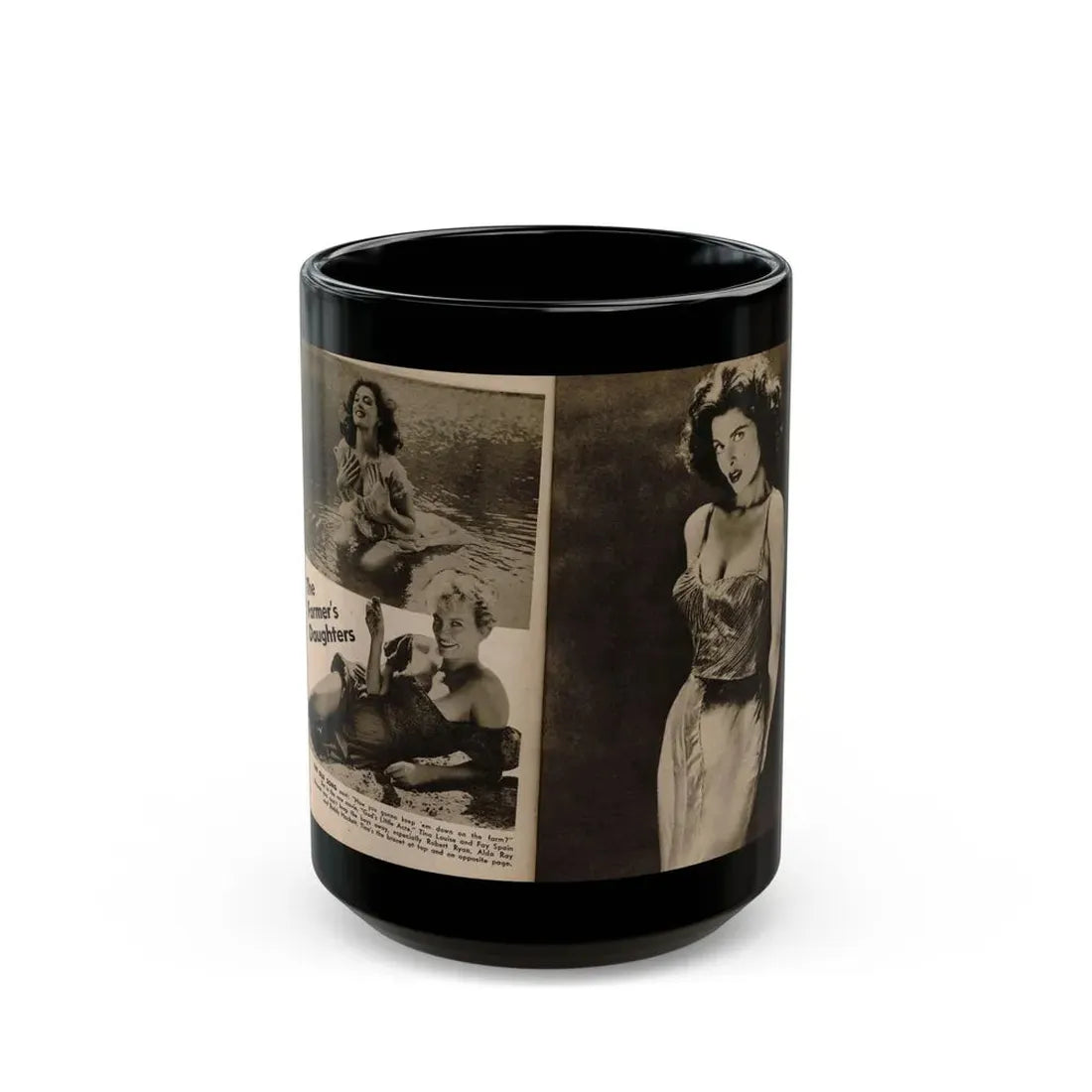 Tina Louise #134 - 2 Pages, 2 B&W Photos from PIC Digest Mag. September '58 (Vintage Female Icon) Black Coffee Mug 15oz - Go Mug Yourself