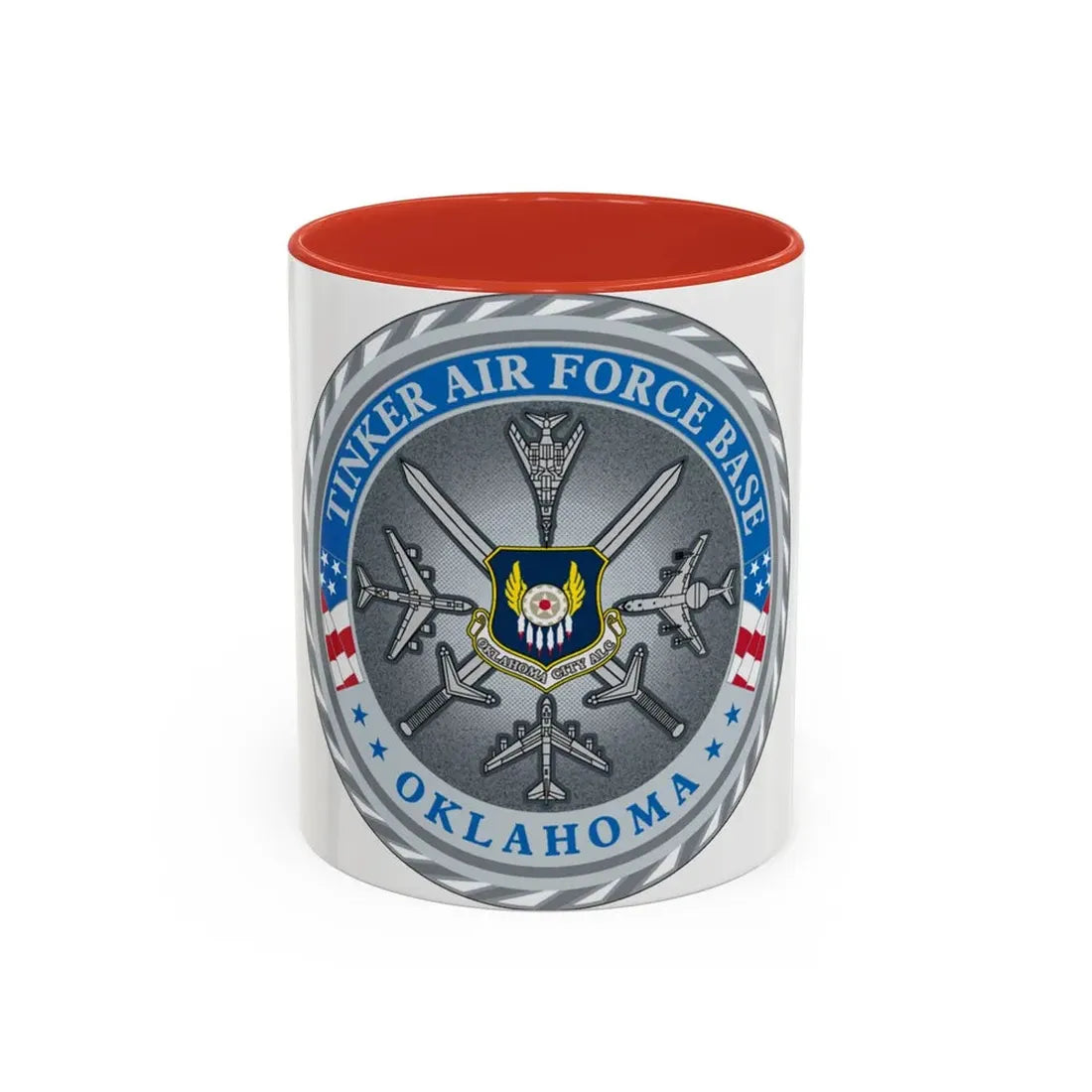 Tinker AF Base (U.S. Air Force) Accent Coffee Mug 11oz Red - Go Mug Yourself
