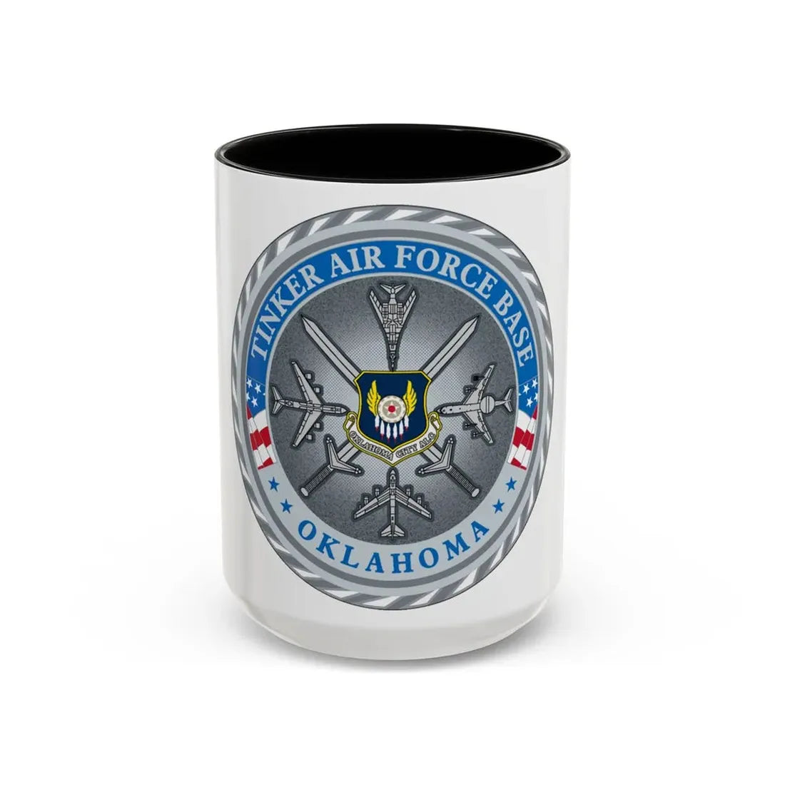 Tinker AF Base (U.S. Air Force) Accent Coffee Mug 15oz Black - Go Mug Yourself