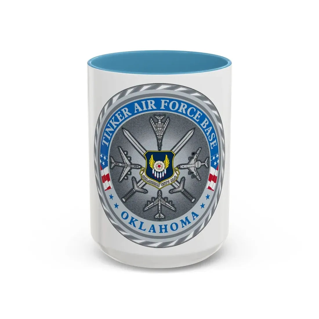 Tinker AF Base (U.S. Air Force) Accent Coffee Mug 15oz Light Blue - Go Mug Yourself