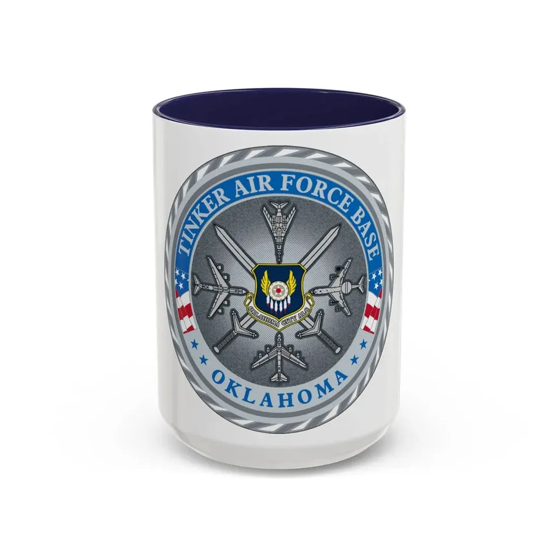 Tinker AF Base (U.S. Air Force) Accent Coffee Mug 15oz Navy - Go Mug Yourself