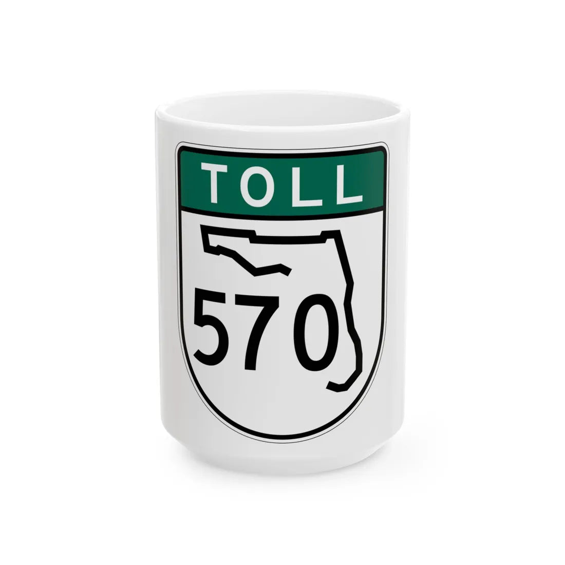 Toll Florida 570 old-green (Florida) (Road Sign) White Coffee Mug 15oz - Go Mug Yourself