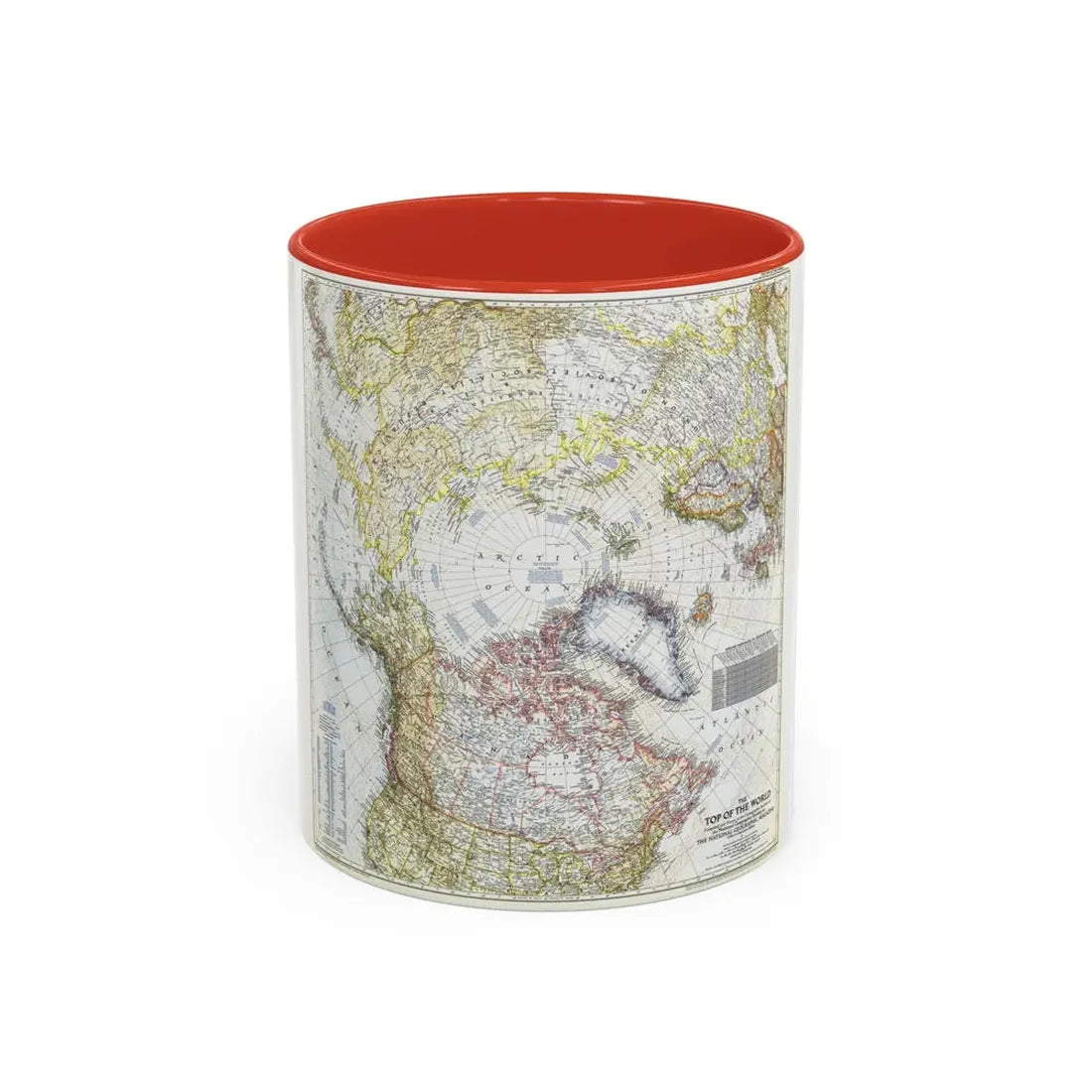 Top Of The World (1949) (Map) Accent Coffee Mug 11oz Red - Go Mug Yourself