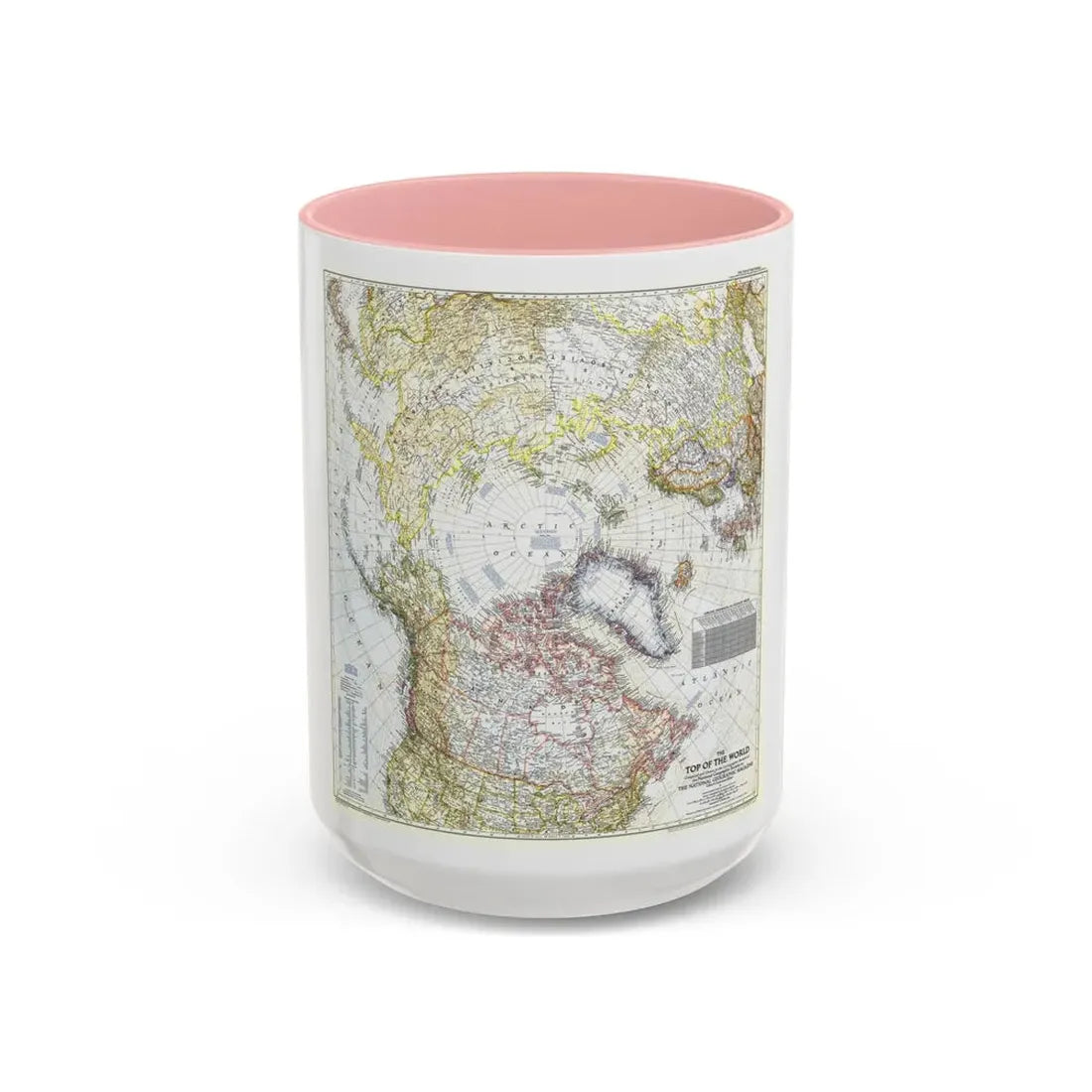 Top Of The World (1949) (Map) Accent Coffee Mug 15oz Pink - Go Mug Yourself