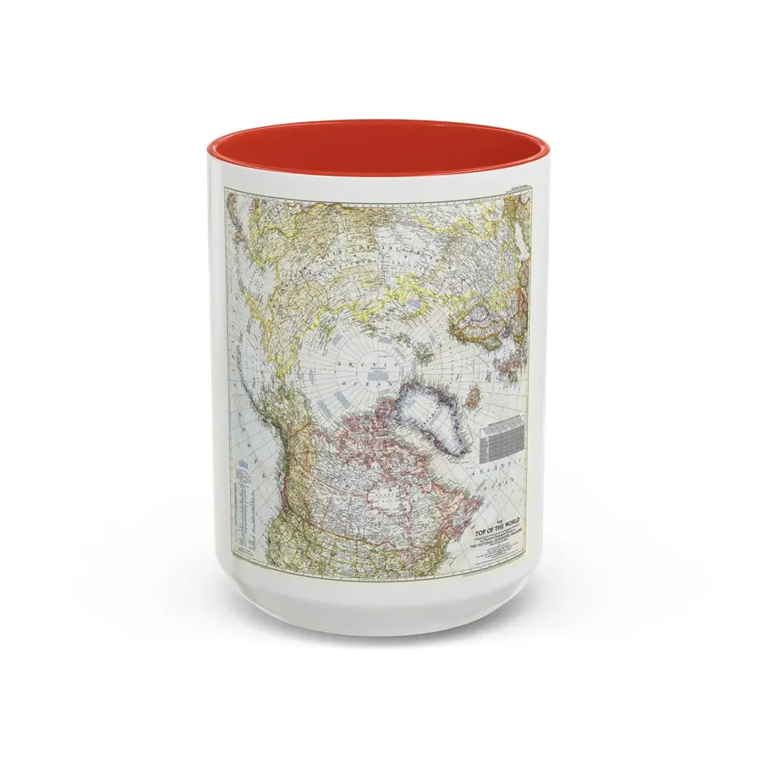 Top Of The World (1949) (Map) Accent Coffee Mug 15oz Red - Go Mug Yourself