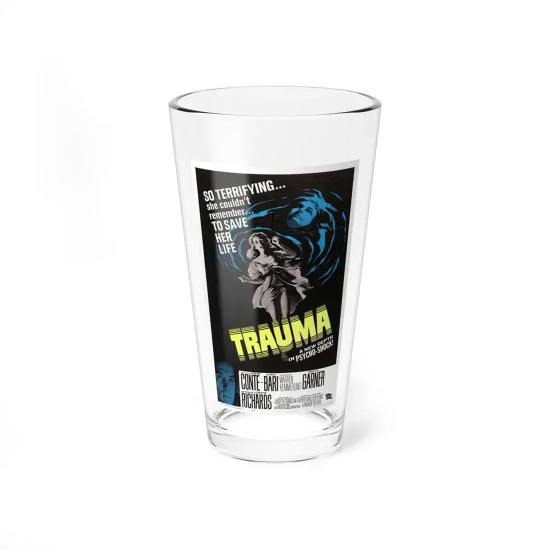 TRAUMA 1962 Movie Poster - Pint Glass 16oz 16oz - Go Mug Yourself