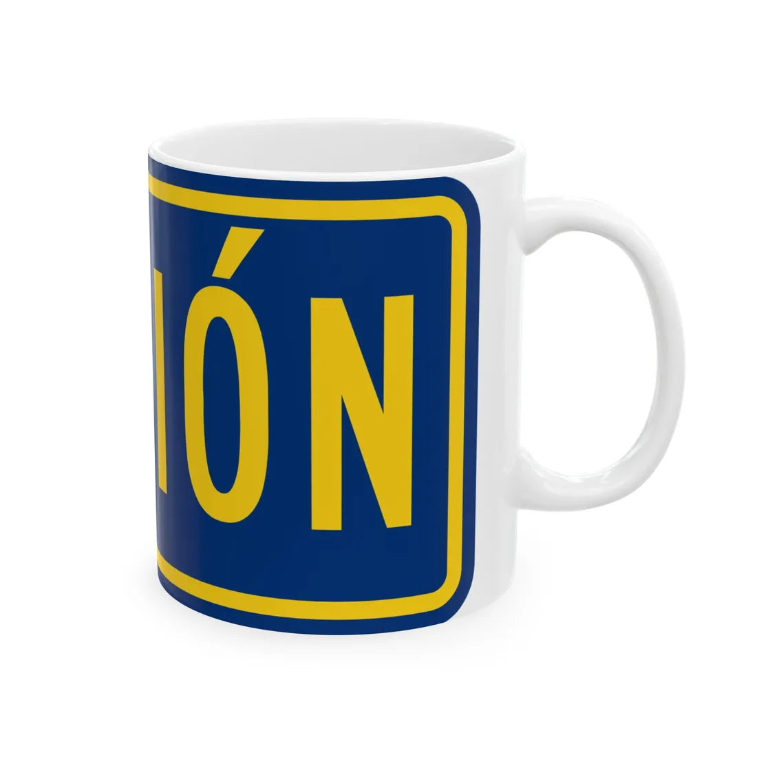 Truck plate county es (Puerto Rico) (Road Sign) White Coffee Mug - Go Mug Yourself