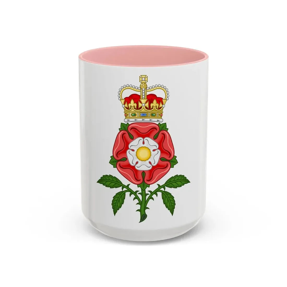 Tudor Rose Royal Badge of England - Accent Coffee Mug 15oz Pink - Go Mug Yourself