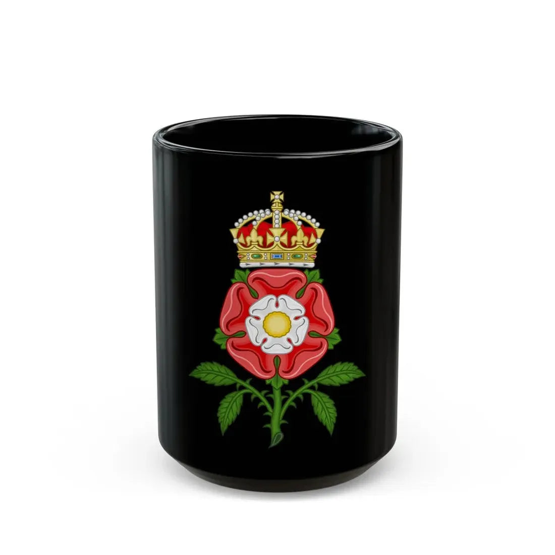 Tudor Rose (Tudor Heraldry) - Black Coffee Mug 15oz - Go Mug Yourself