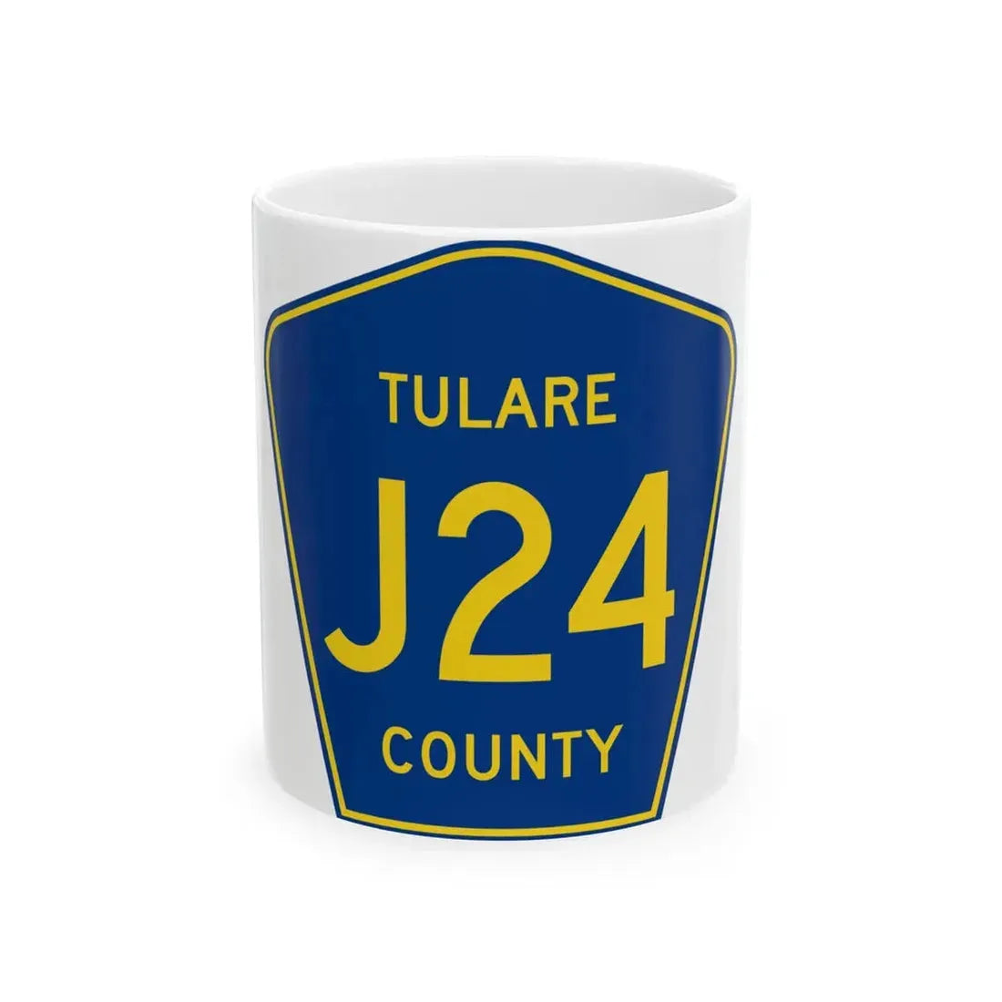 Tulare County J24 (California) (Road Sign) White Coffee Mug 11oz - Go Mug Yourself