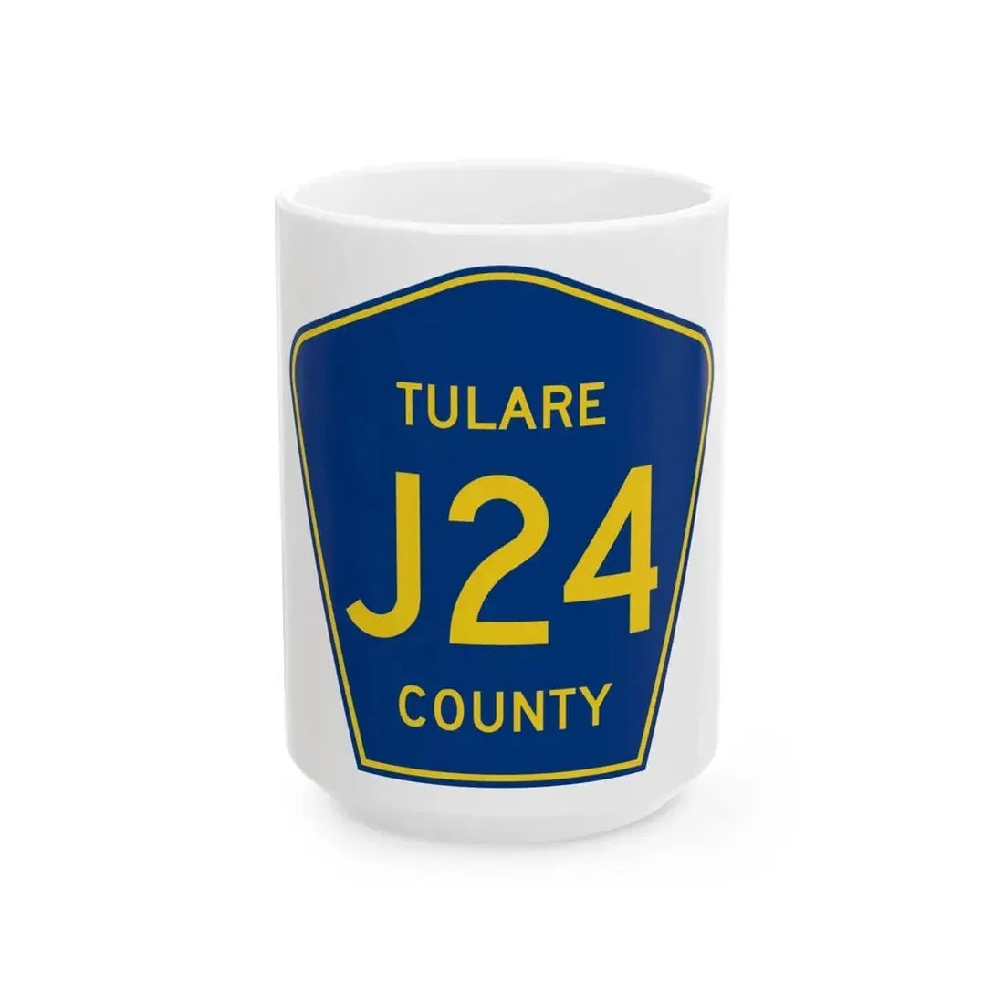 Tulare County J24 (California) (Road Sign) White Coffee Mug 15oz - Go Mug Yourself
